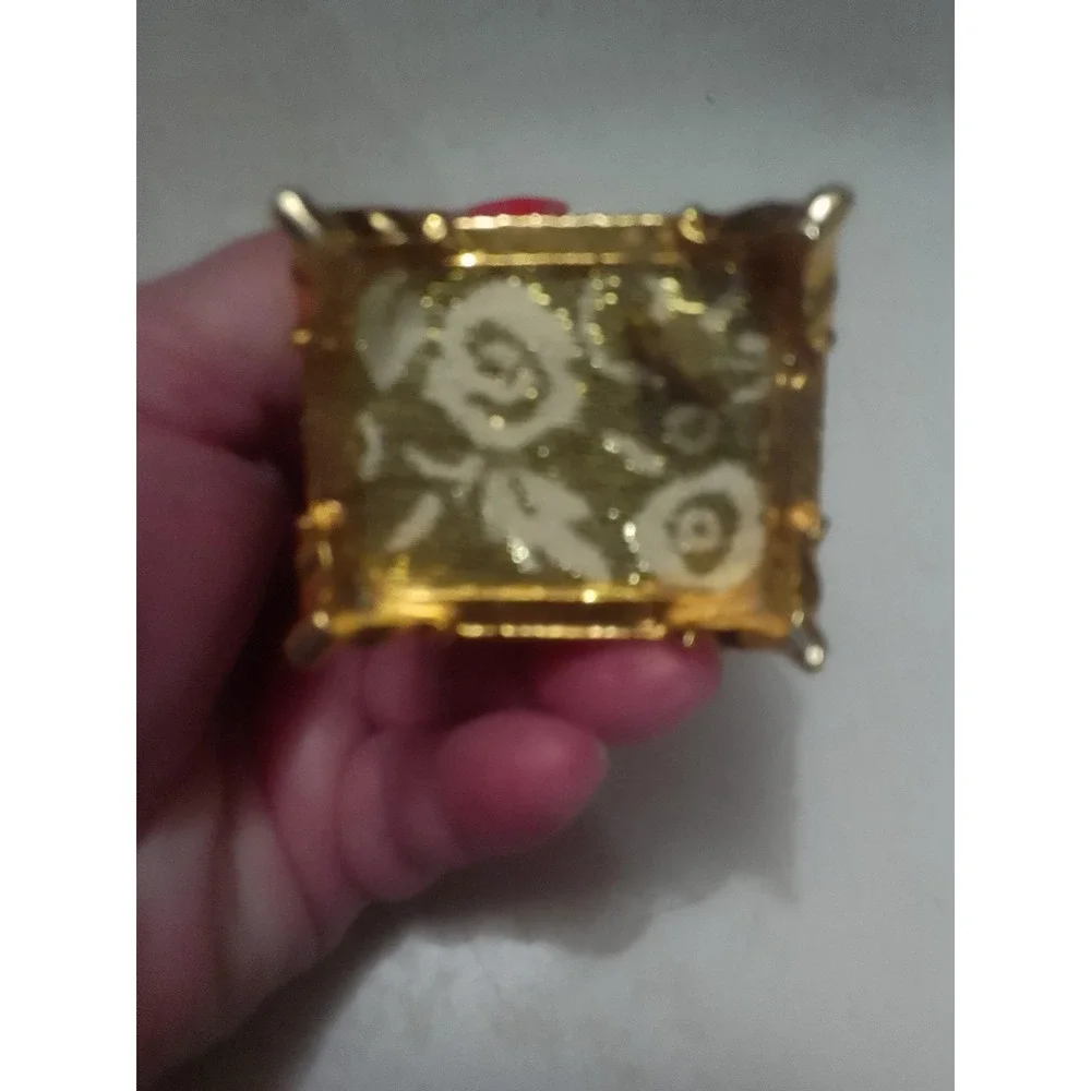 Vintage Gold Toned Jeweled Egg Trinket Box With Inside Lining Is Silky/Satin...